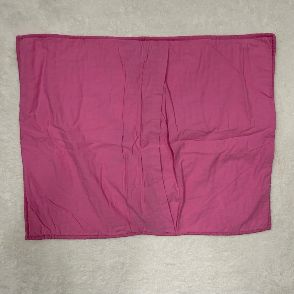 Pottery Barn Standard Pillow Sham Belgian Linen Hand Stitched Quilted Pink Tulip
